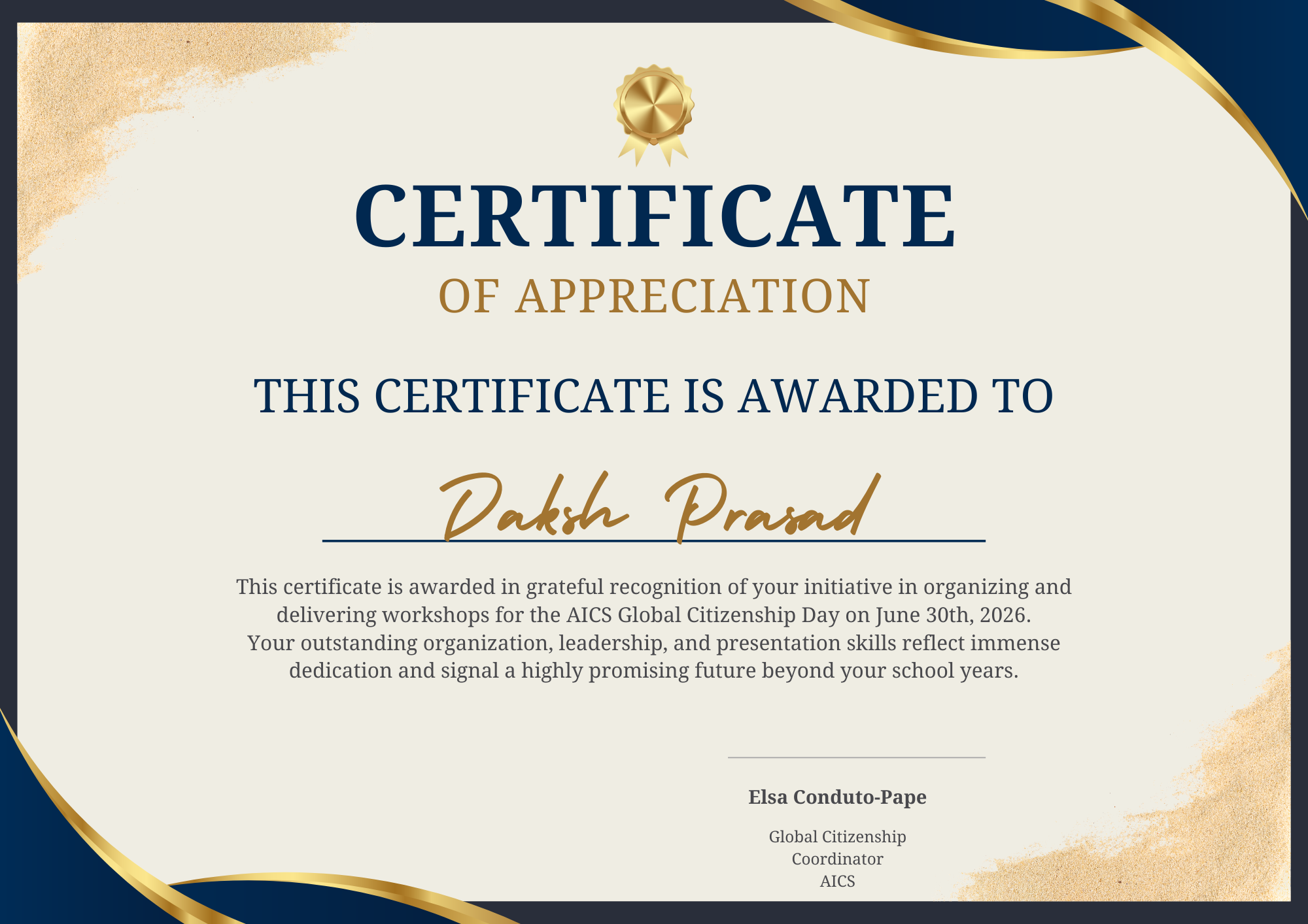 Global Citizenship Day 2026 Certificate